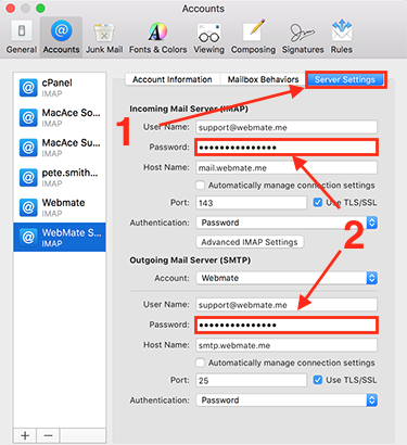 mac mail server settings automatically manage